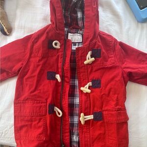 Janie and Jack Red Hooded Toggle Pea Coat